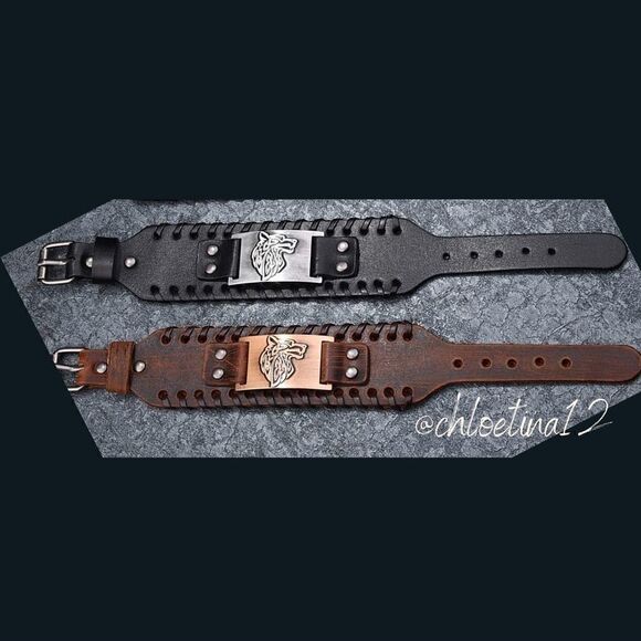 NEW Wolf Head Leather Buckle Bracelet - Picture 6 of 6